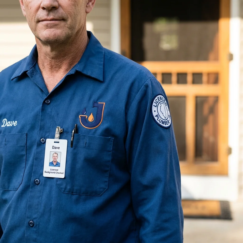 Licensed plumber showing ID badge in Browns Mills, NJ