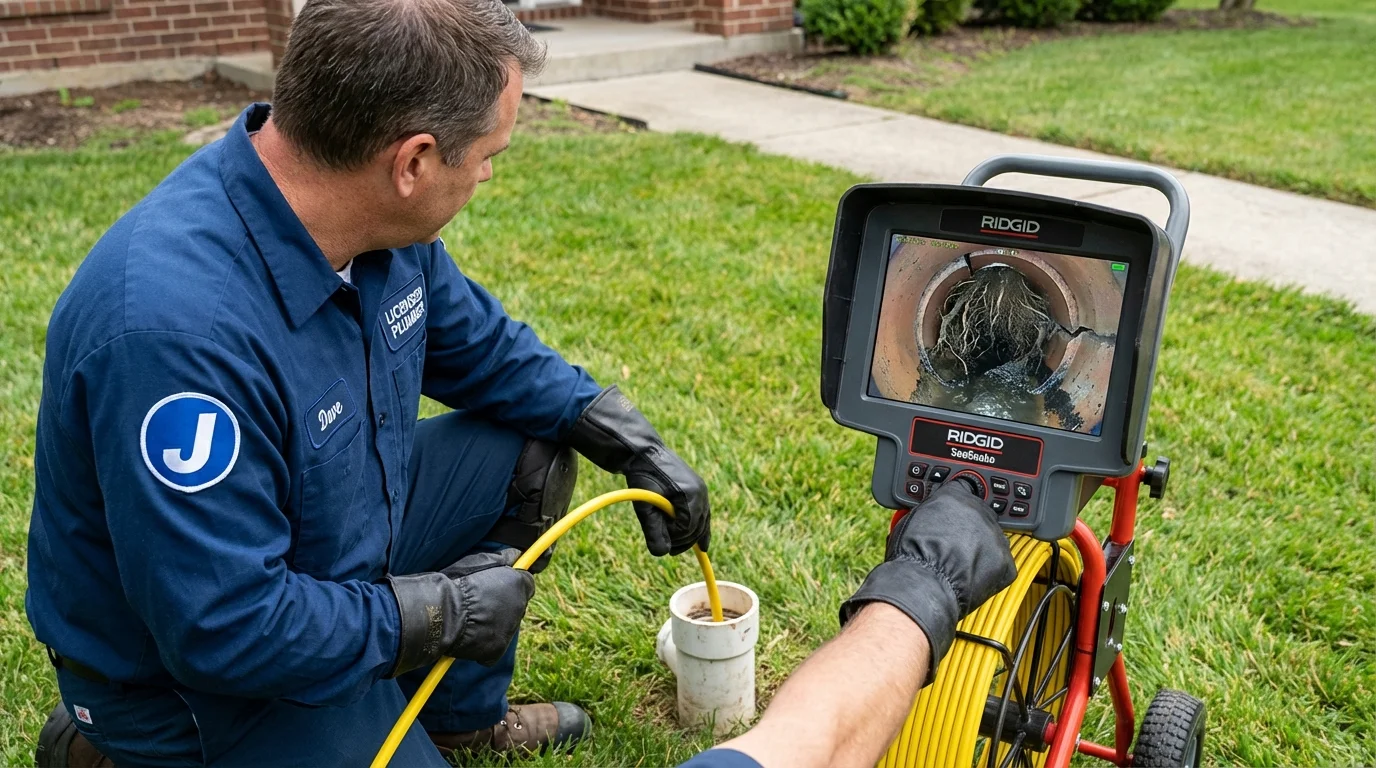 Sewer camera inspection being performed by Johns Plumbing LLC in Browns Mills